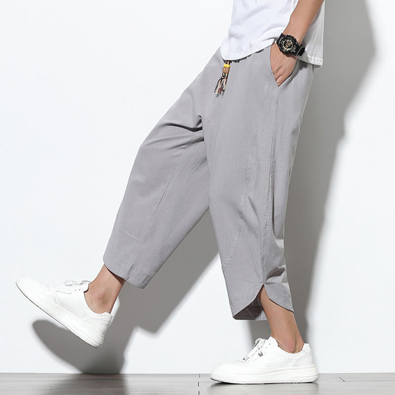 Buddha Stones Casual Summer Drawstring 7-8 Length Men's Harem Pants With Pockets - image 7