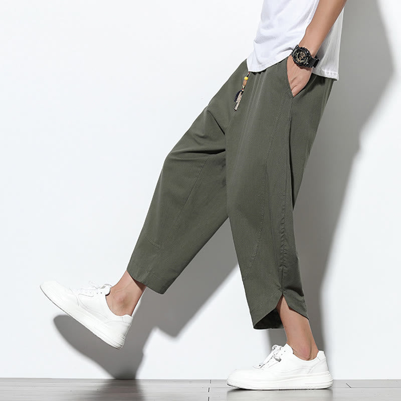 Buddha Stones Casual Summer Drawstring 7-8 Length Men's Harem Pants With Pockets - image 37