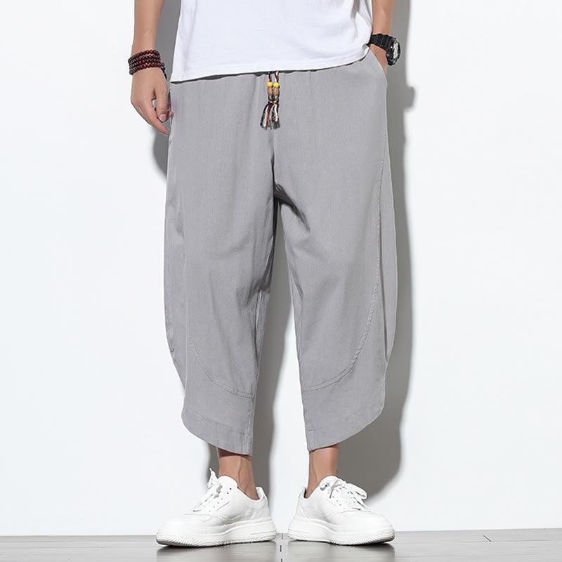 Buddha Stones Casual Summer Drawstring 7-8 Length Men's Harem Pants With Pockets - Gainsboro - US/UK/AU46，EU56 (5XL) - image 0