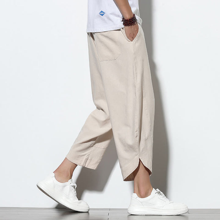 Buddha Stones Casual Summer Drawstring 7-8 Length Linen Men's Harem Pants With Pockets - image 15