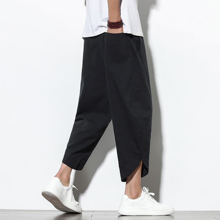 Buddha Stones Casual Summer Drawstring 7-8 Length Linen Men's Harem Pants With Pockets - image 20