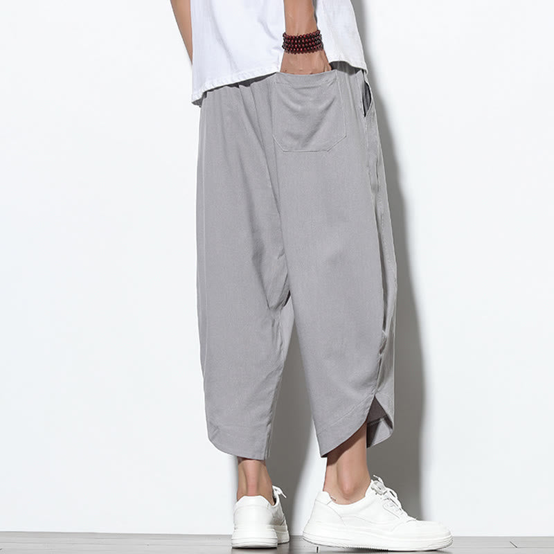 Buddha Stones Casual Summer Drawstring 7-8 Length Linen Men's Harem Pants With Pockets - image 5