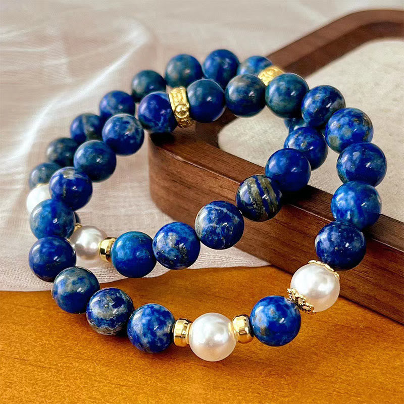 Buddha Stones Lazurite Lapis Lazuli Beads Serenity Balance Bracelet - image 3