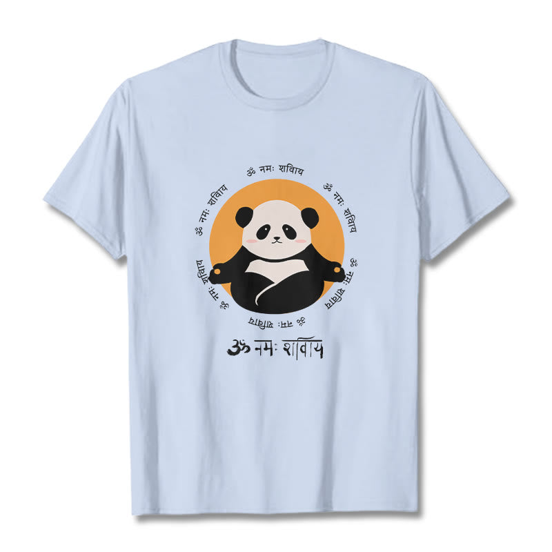 Buddha Stones Panda Sanskrit Namah Shivaya Tee T-shirt - LightCyan - 2XL - image 18