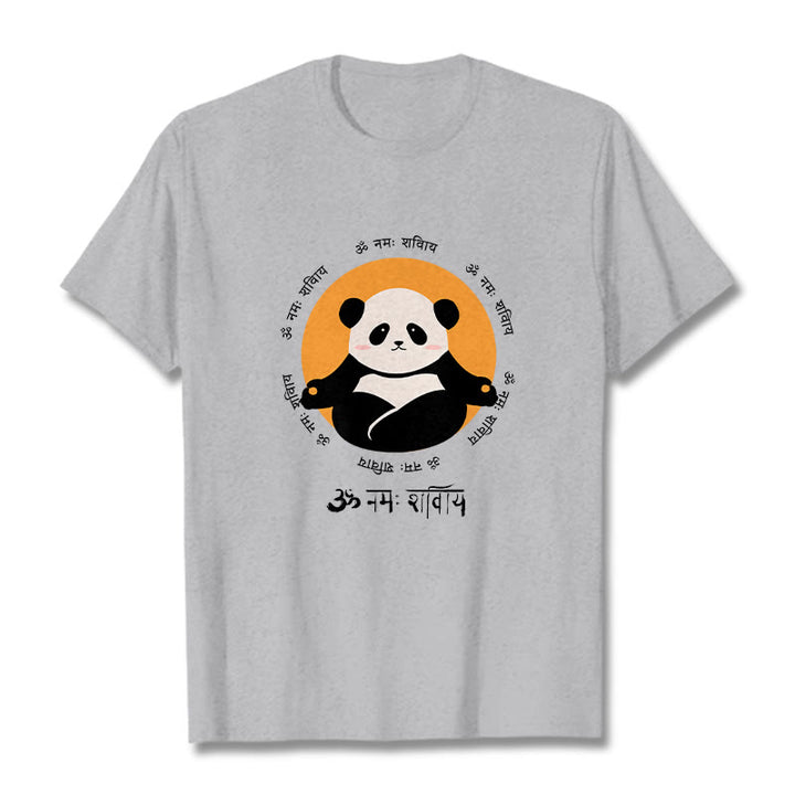 Buddha Stones Panda Sanskrit Namah Shivaya Tee T-shirt - LightGrey - 2XL - image 19