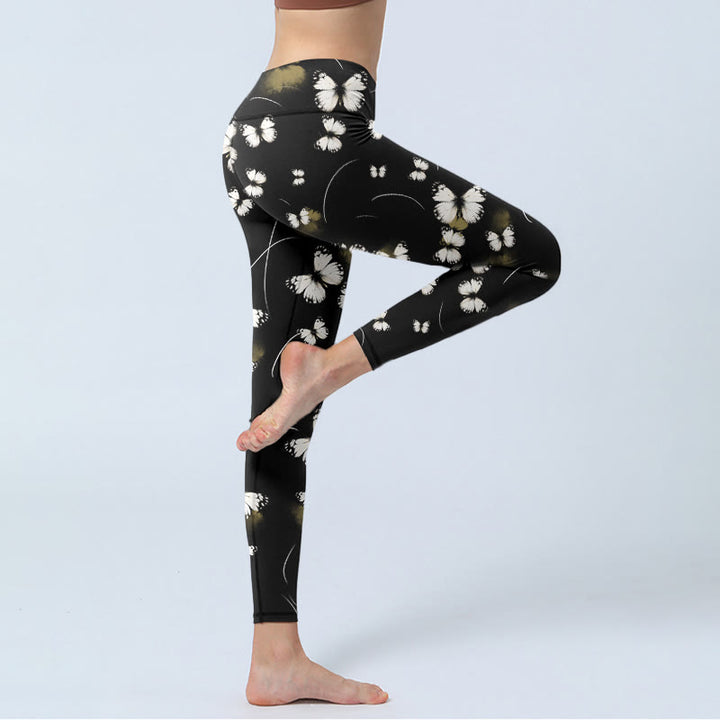 Buddha Stones White Butterfly Starlight Print Exercise Leggings Women's Yoga Pants - image 4