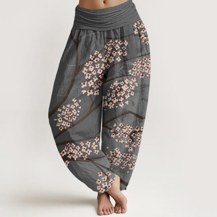 Buddha Stones Cotton Casual Plum Blossom Branch Pattern Women's Elastic Waist Harem Pants - DarkSlateGray - US22，UK/AU26，EU54 (6XL) - image 7