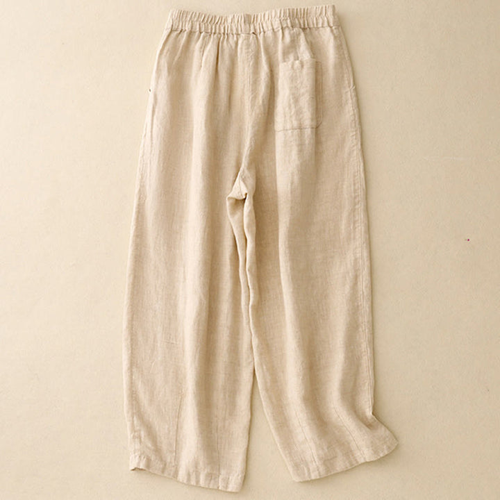 Buddha Stones Casual Plain Frog-Button Design 7-8 Length Cotton Linen Women's Harem Pants With Pockets - image 8