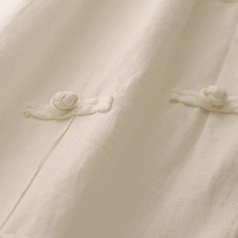 Buddha Stones Casual Plain Frog-Button Design 7-8 Length Cotton Linen Women's Harem Pants With Pockets - image 12