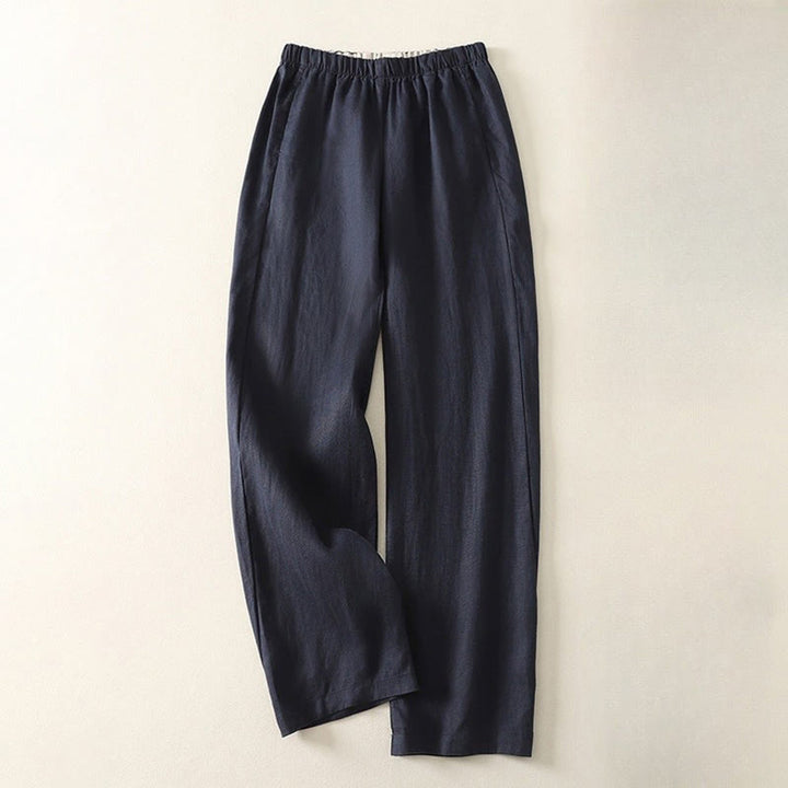 Buddha Stones Daily Plain Simple Design Cotton Linen Women's Pants With Pockets - MidnightBlue - US8-10，UK/AU12-14，EU40-42 (2XL) - image 15