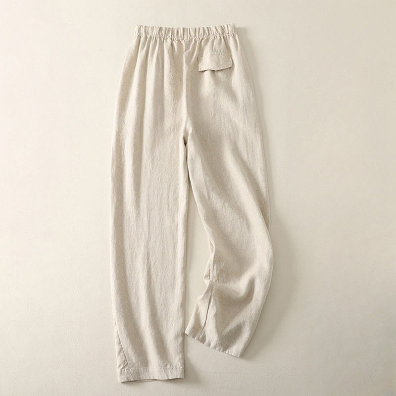 Buddha Stones Daily Plain Simple Design Cotton Linen Women's Pants With Pockets - image 1