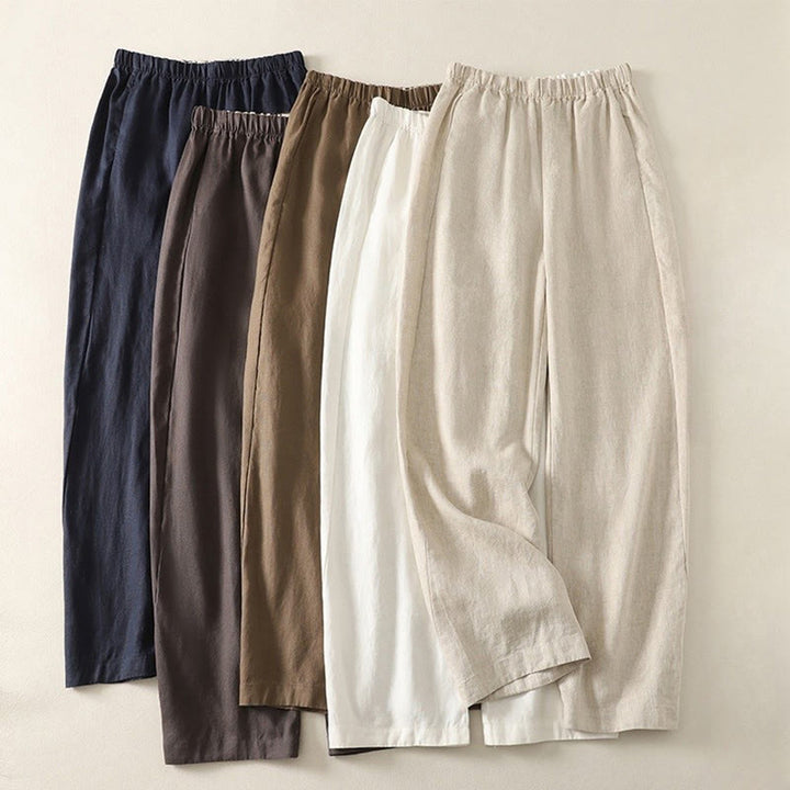 Buddha Stones Daily Plain Simple Design Cotton Linen Women's Pants With Pockets - image 20