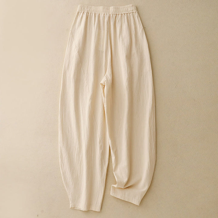 Buddha Stones Daily Plain Elastic Waistband Women's Pants With Pockets - LemonChiffon - US8-10，UK/AU12-14，EU40-42 (2XL) - image 8
