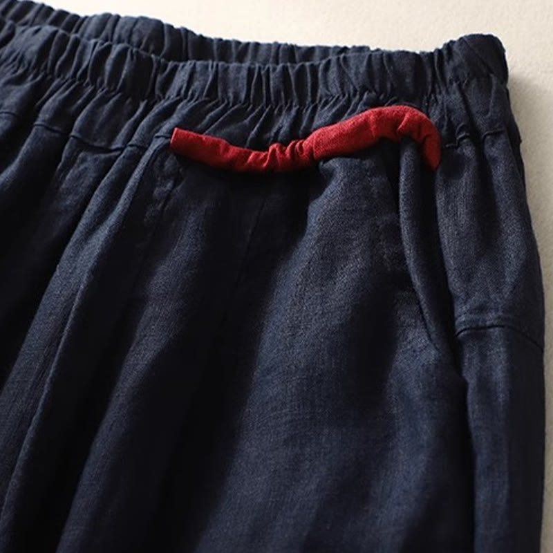 Buddha Stones Commute Color Contrast Drawstring 7-8 Length Women's Pants With Pockets - image 24