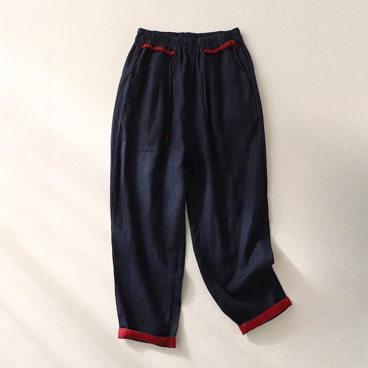 Buddha Stones Commute Color Contrast Drawstring 7-8 Length Women's Pants With Pockets - MidnightBlue - US14，UK/AU18，EU46 (4XL) - image 22