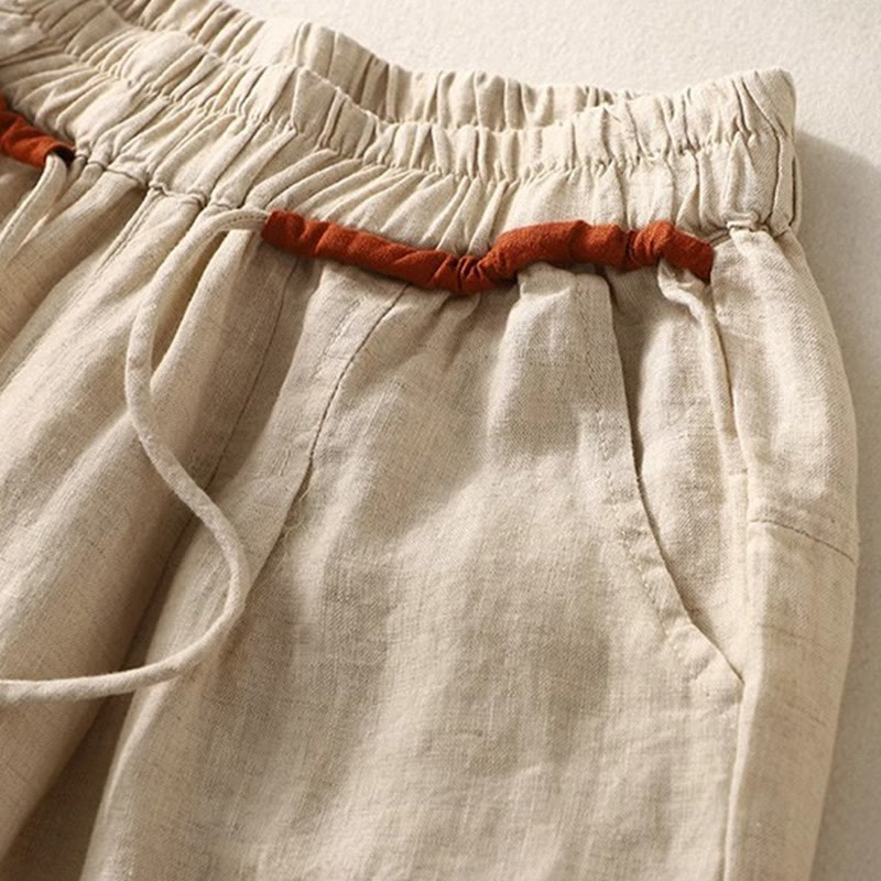 Buddha Stones Commute Color Contrast Drawstring 7-8 Length Women's Pants With Pockets - image 9