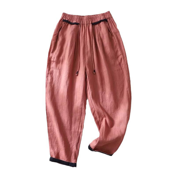 Buddha Stones Commute Color Contrast Drawstring 7-8 Length Women's Pants With Pockets - image 6