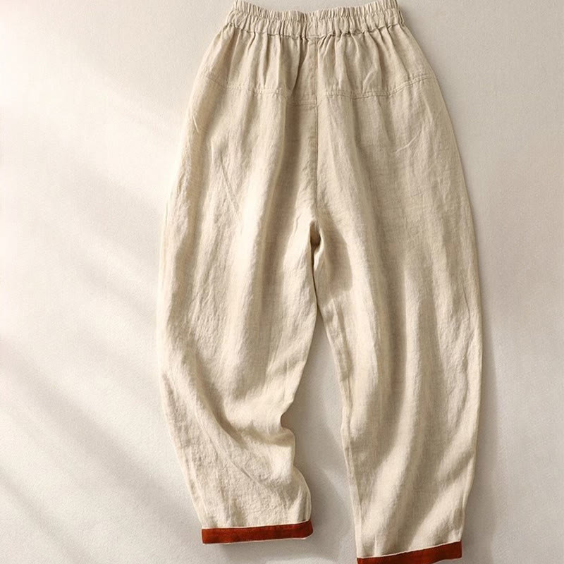 Buddha Stones Commute Color Contrast Drawstring 7-8 Length Women's Pants With Pockets - image 8