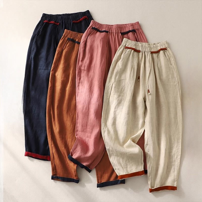 Buddha Stones Commute Color Contrast Drawstring 7-8 Length Women's Pants With Pockets - image 28