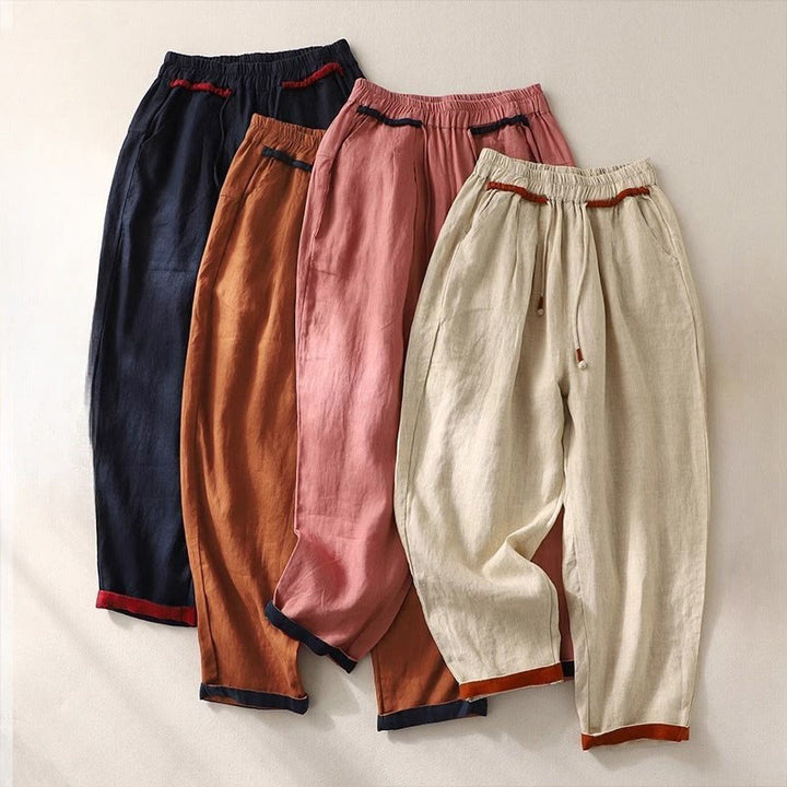 Buddha Stones Commute Color Contrast Drawstring 7-8 Length Women's Pants With Pockets - image 28