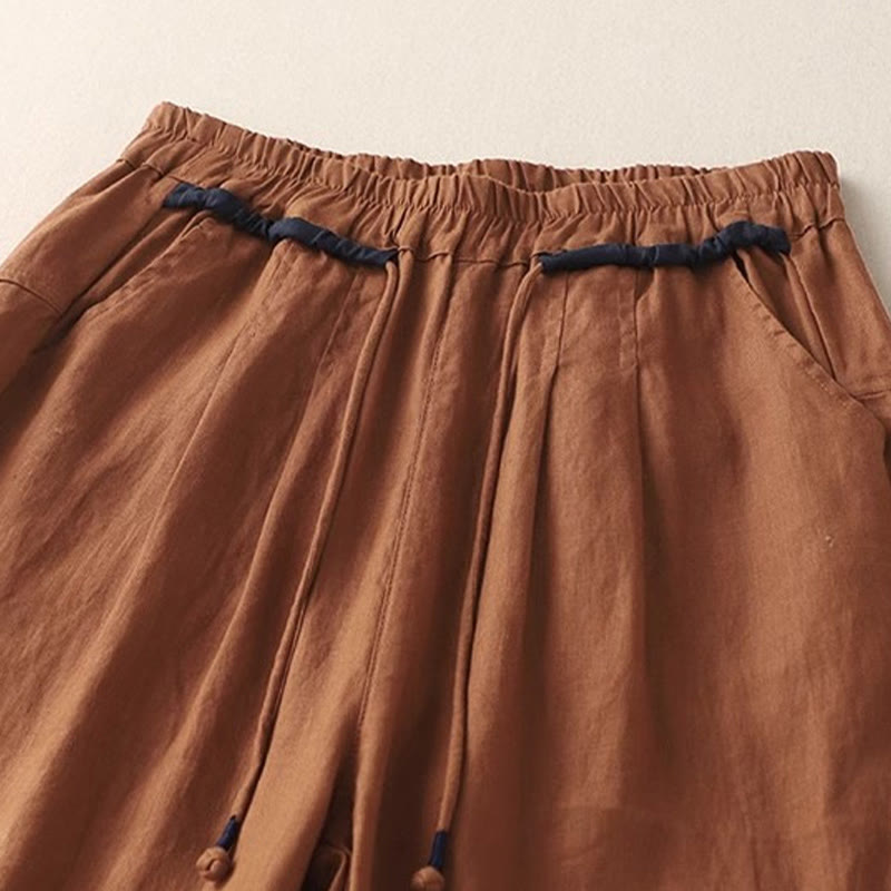 Buddha Stones Commute Color Contrast Drawstring 7-8 Length Women's Pants With Pockets - image 18