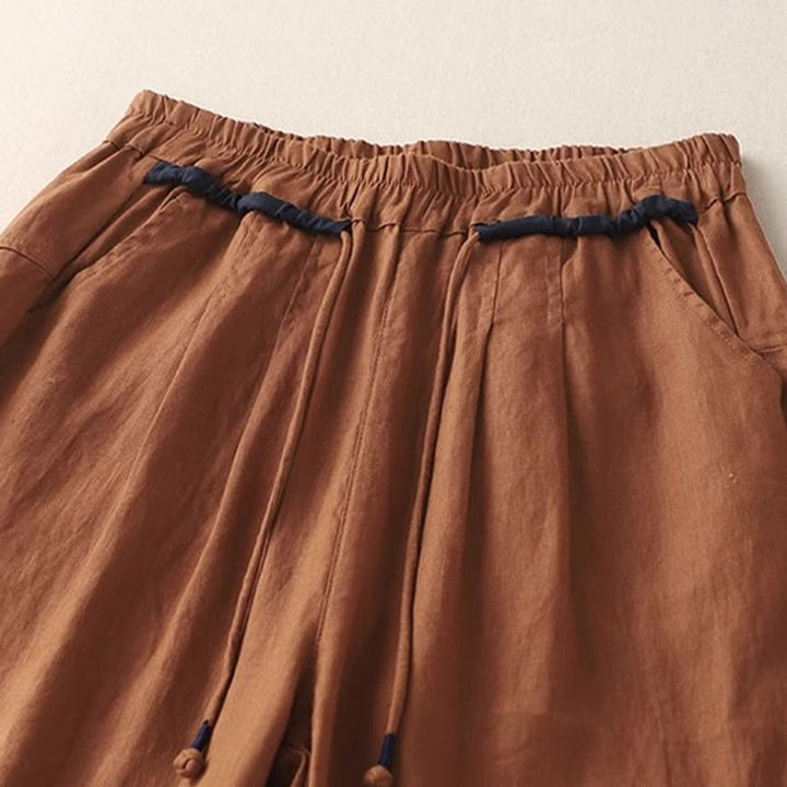 Buddha Stones Commute Color Contrast Drawstring 7-8 Length Women's Pants With Pockets - image 18