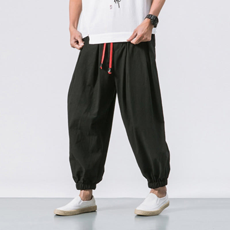 Buddha Stones Casual Sports Men's Solid Color Cotton Drawstring Pants With Pockets - image 3