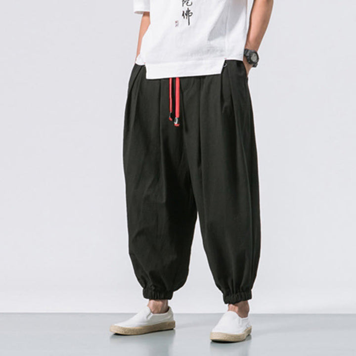 Buddha Stones Casual Sports Men's Solid Color Cotton Drawstring Pants With Pockets - image 4