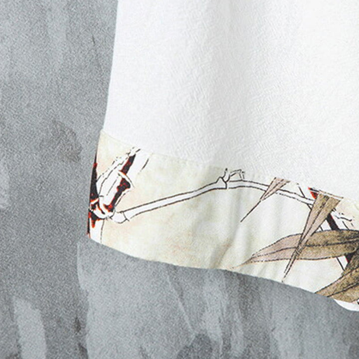 Buddha Stones Summer Frog-button Patchwork Half Sleeve Design Cotton Linen Men's Shirt Jacket - image 7