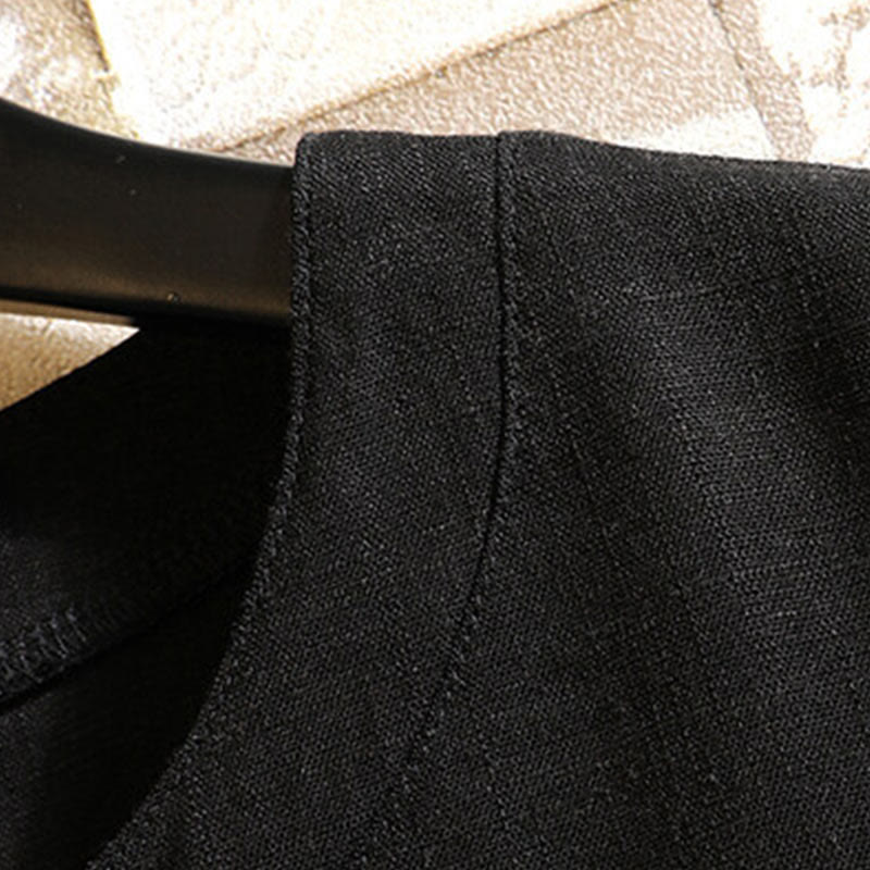 Buddha Stones Summer Chinese Frog-button Men's Solid Color Button Short Sleeve Cotton Linen Shirt - image 3