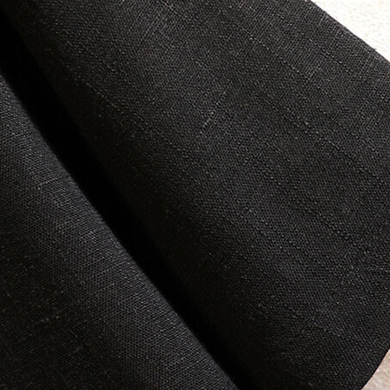 Buddha Stones Summer Chinese Frog-button Men's Solid Color Button Short Sleeve Cotton Linen Shirt - image 6