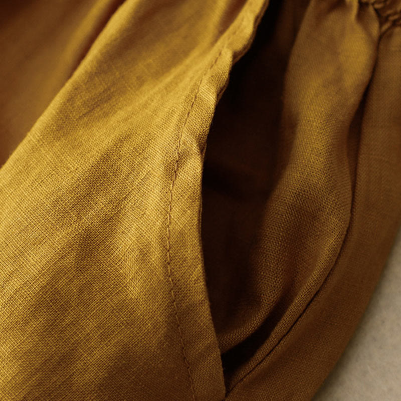 Buddha Stones Vintage Solid Embroidery Drawstring Women's Skirt With Pockets - image 26