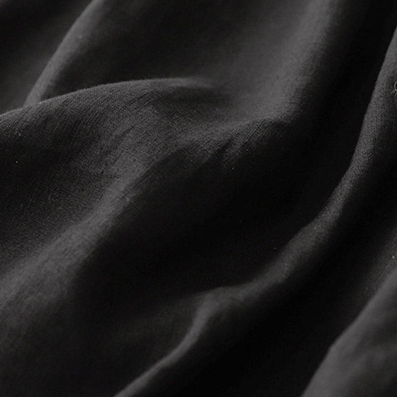 Buddha Stones Vintage Casual Plain Side Slit Elastic Waist Cotton Linen Women's Skirt With Pockets - image 13