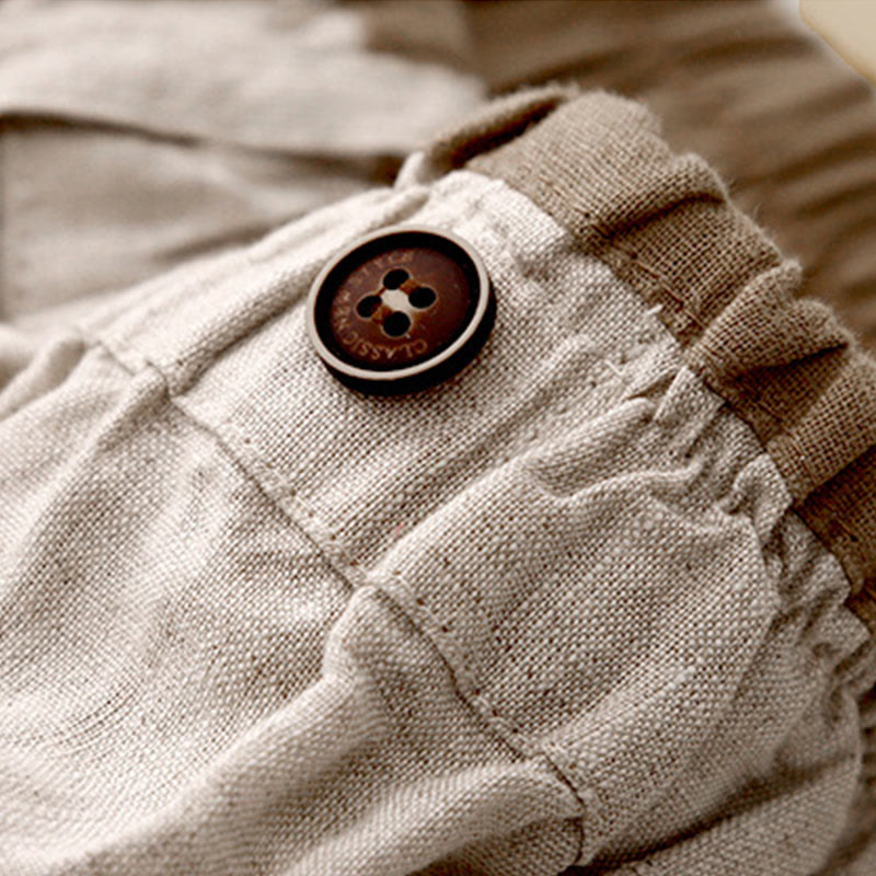 Buddha Stones Vintage Casual Plain Side Slit Elastic Waist Cotton Linen Women's Skirt With Pockets - image 4