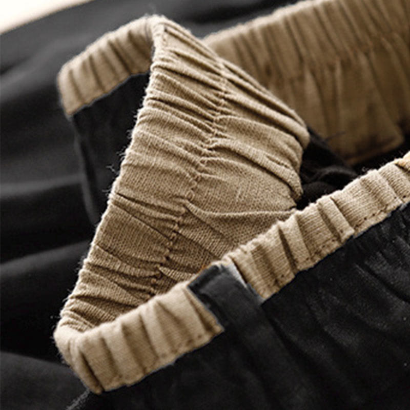 Buddha Stones Vintage Casual Plain Side Slit Elastic Waist Cotton Linen Women's Skirt With Pockets - image 12