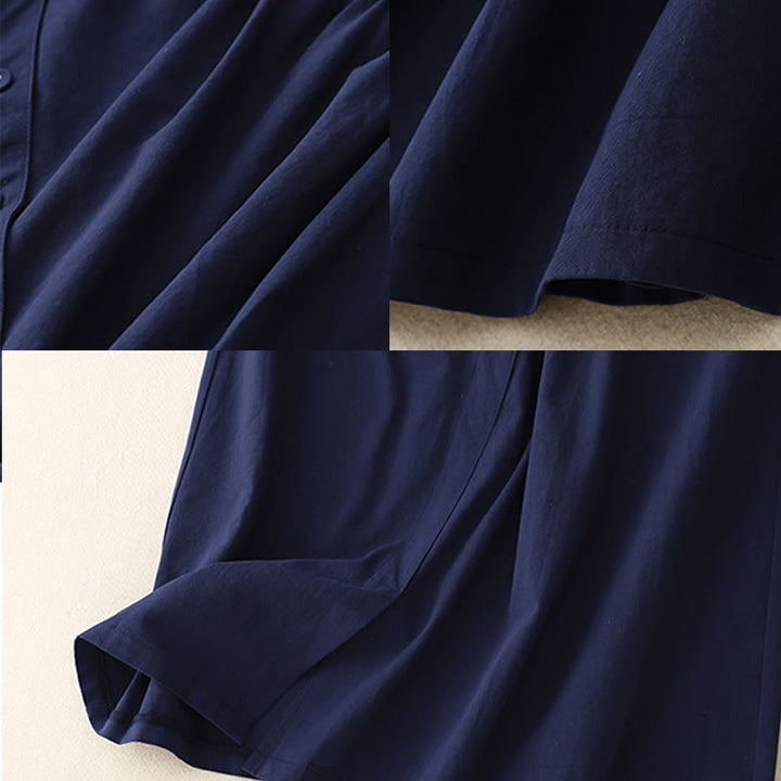 Buddha Stones Casual Plain Asymmetrical Button Design Cotton Women's Skirt With Pockets - image 6