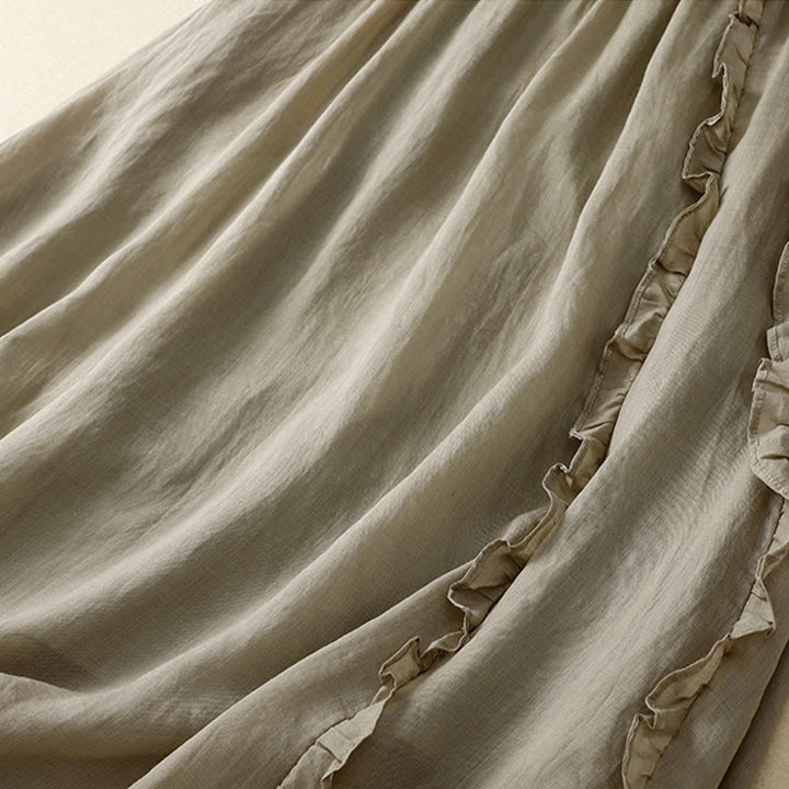 Buddha Stones Summer Plain Ruffle Design Women's Cotton Skirt - image 6