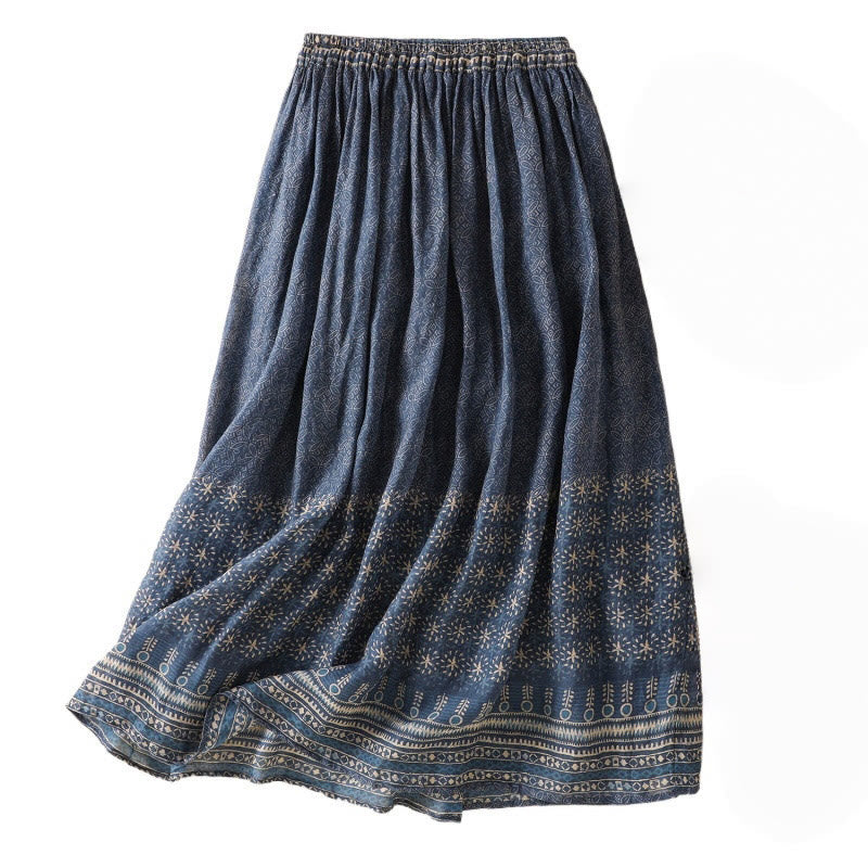Buddha Stones Vintage Ethnic Floral Pattern Lined Drawstring Women's Skirt With Pockets - image 15
