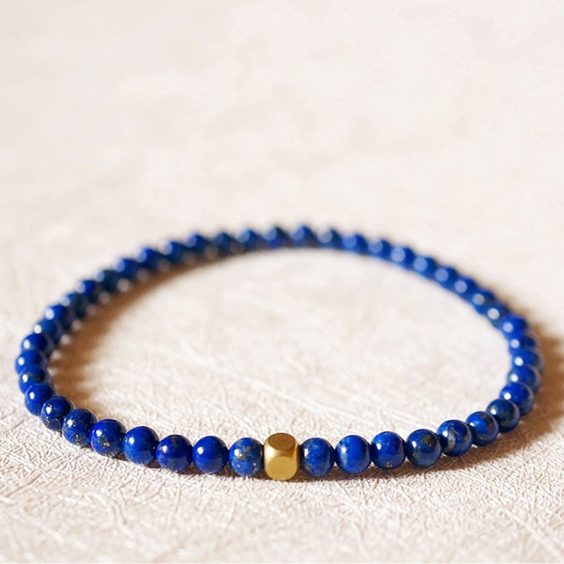 Buddha Stones 4mm Ultra-thin Lazurite Lapis Lazuli Beads Self Care Bracelet - 4mm Lazurite(Wrist Circumference: 14-16cm) - image 0