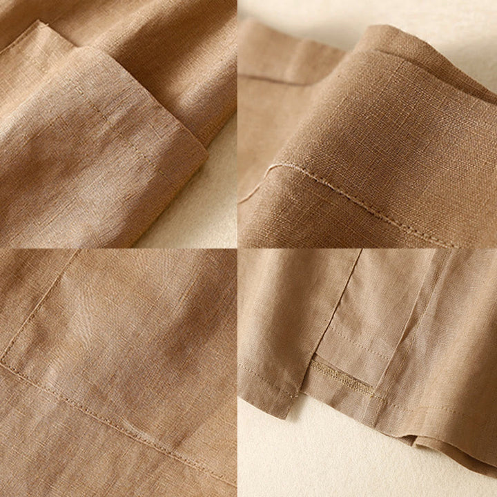 Buddha Stones Vintage Summer Asymmetrical High Waist Women's Cotton Linen Skirt With Pockets - image 13