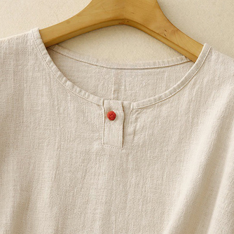 Buddha Stones Casual Plain  Women's Crew Neck Design Loose Half Sleeve T-shirt - image 2