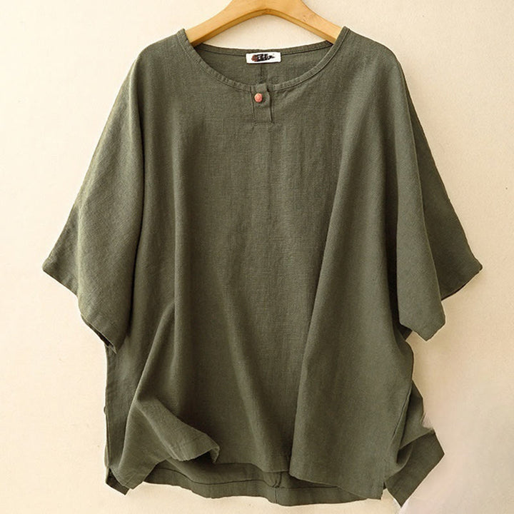 Buddha Stones Casual Plain  Women's Crew Neck Design Loose Half Sleeve T-shirt - DarkOliveGreen - US12，UK/AU16，EU44 (2XL) - image 10
