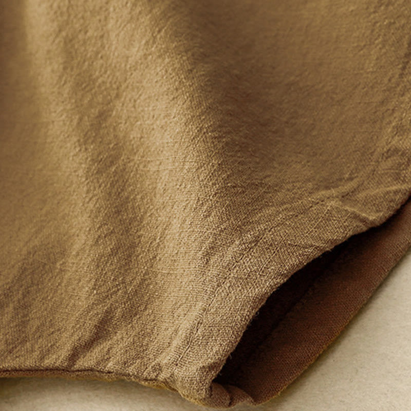 Buddha Stones Casual Plain  Women's Crew Neck Design Loose Half Sleeve Cotton Linen T-shirt - image 16