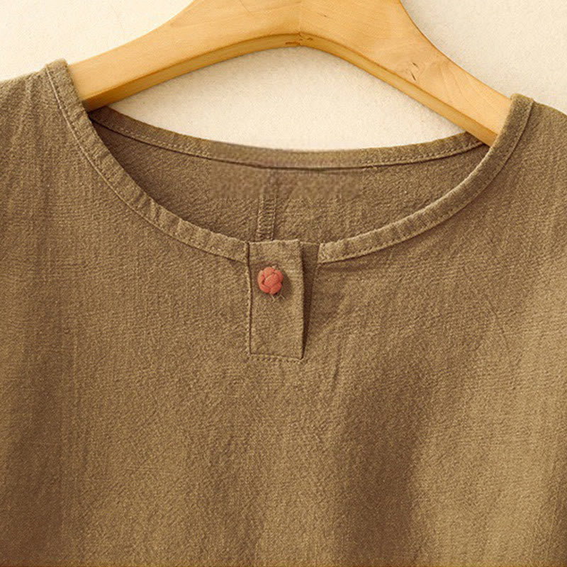 Buddha Stones Casual Plain  Women's Crew Neck Design Loose Half Sleeve T-shirt - image 14