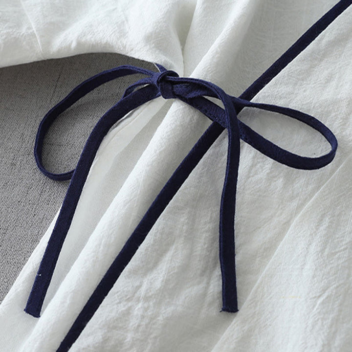 Buddha Stones Casual Color Stitching V-Neck Three Quarter Sleeve Zen Cotton Linen Women's Shirt - image 10