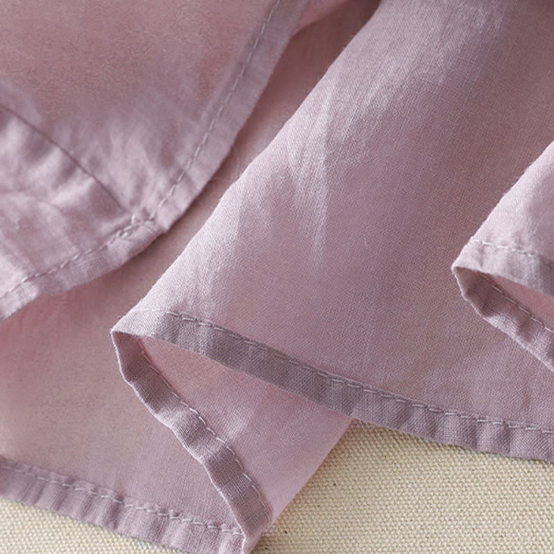 Buddha Stones Casual Shooting Star Embroidery V-Neck Half Sleeve Cotton Linen Women's Shirt - image 6