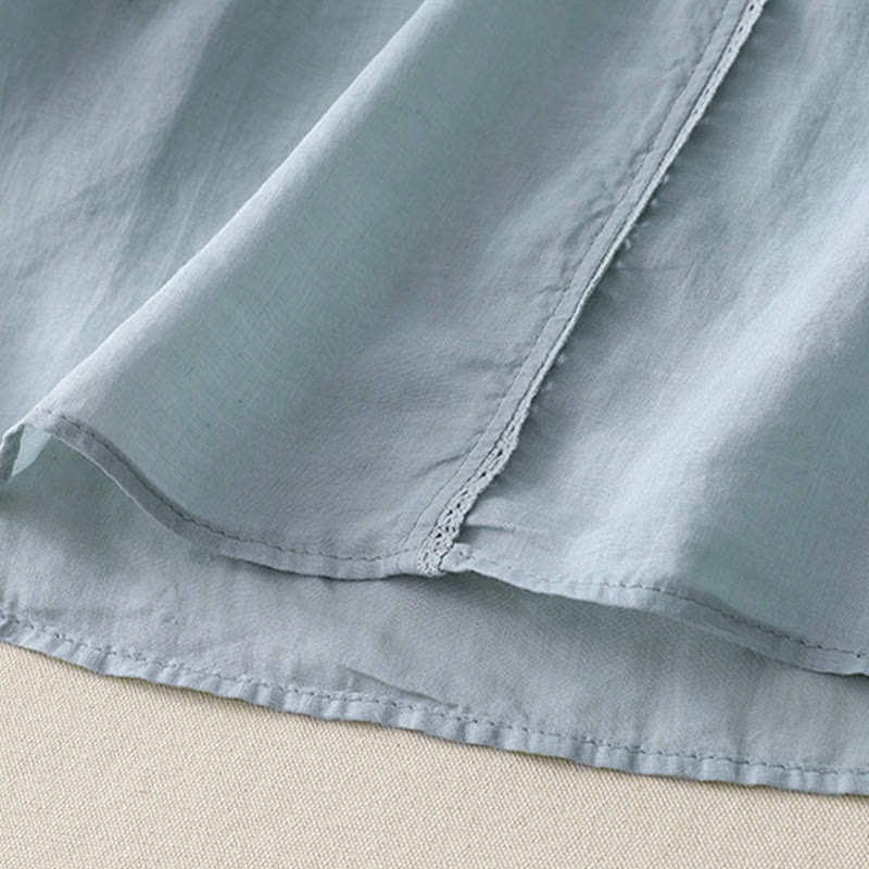 Buddha Stones Casual Shooting Star Embroidery V-Neck Half Sleeve Cotton Linen Women's Shirt - image 23