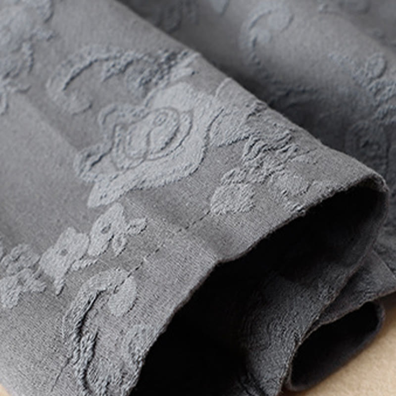 Buddha Stones Embroidered Flowers Grass Frog-Button Long Sleeve Cotton Women's Shirt - image 26