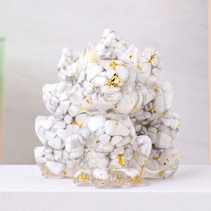 Buddha Stones Small Various Stone Strawberry Quartz Amethyst Green Aventurine Nine Tailed Fox Healing Home Decoration - White Turquoise - 8*8.7cm - image 6