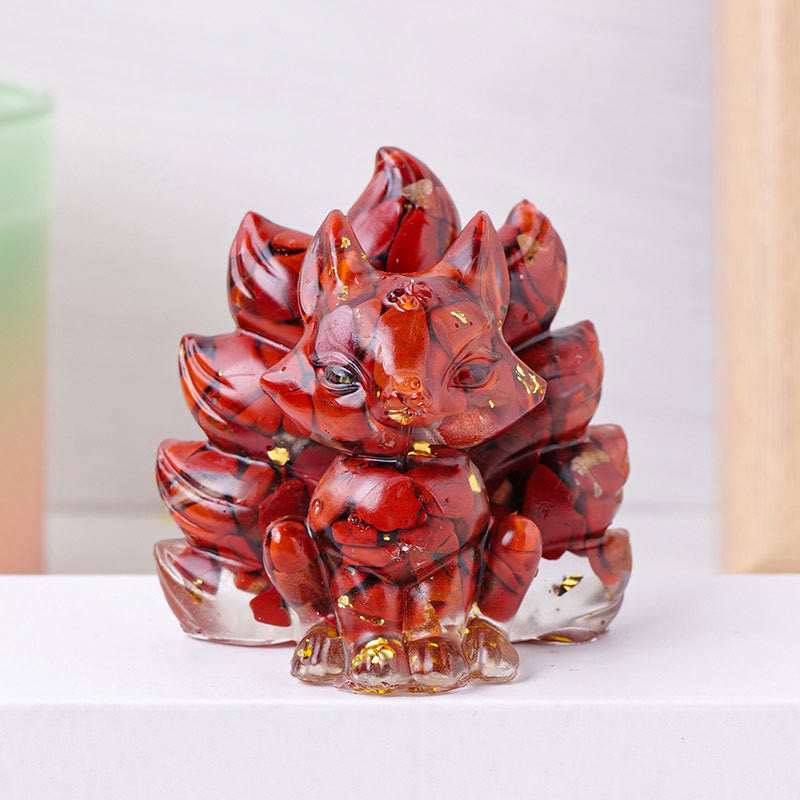 Buddha Stones Small Various Stone Strawberry Quartz Amethyst Green Aventurine Nine Tailed Fox Healing Home Decoration - Red Jasper - 8*8.7cm - image 14
